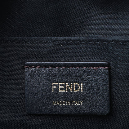 Fendi Glazed Fabric Vitello Century FF 1974 Stamp Patch Camera Case Mogano Panna Black 9 of 16