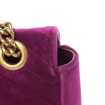 Gucci Velvet Matelasse Small GG Marmont Shoulder Bag Fuchsia Violet Cyclamen 15 of 17