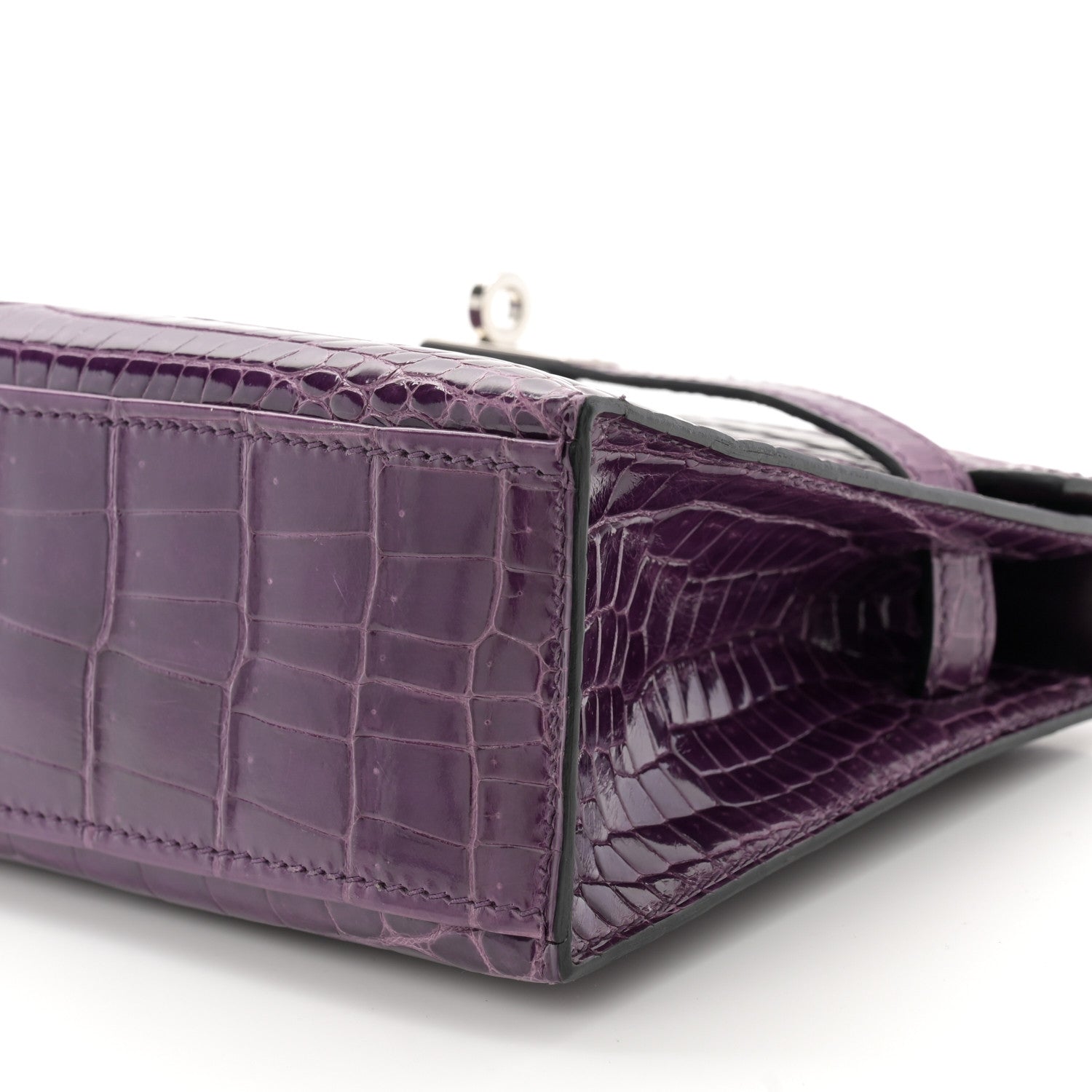Hermes Shiny Niloticus Crocodile Kelly Pochette Amethyste 10 of 10
