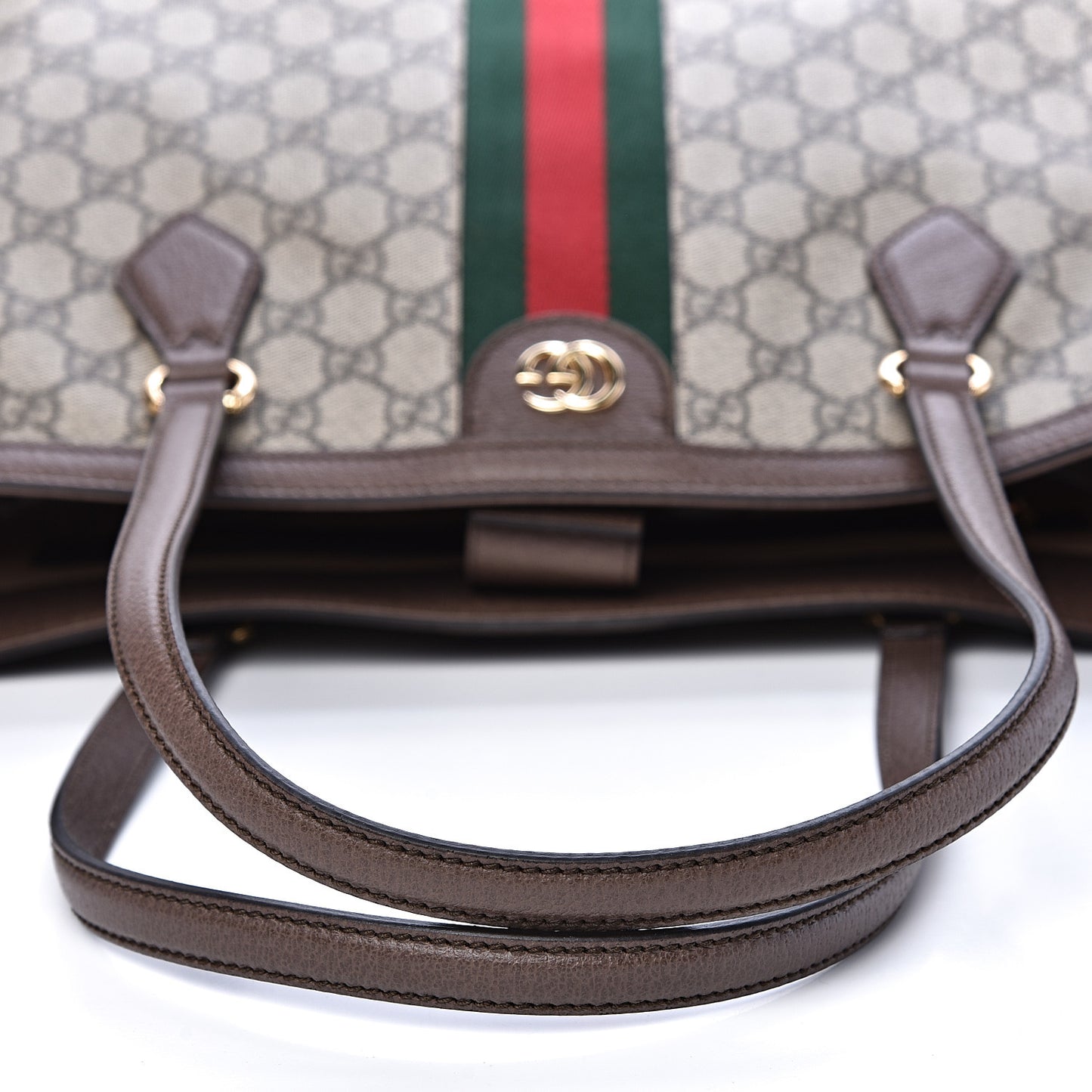 GG Supreme Monogram Medium Ophidia Shopping Tote Brown