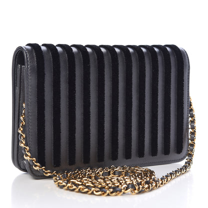 Chanel Iridescent Calfskin Velvet Stripe Wallet On Chain WOC Purple 3 of 11