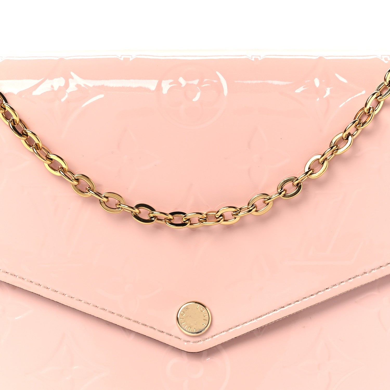 Louis Vuitton Vernis Felicie Chain Wallet Rose Ballerine 8 of 11