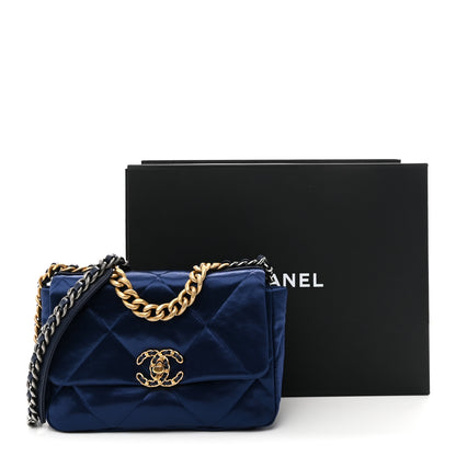 Chanel Satin Quilted Medium Chanel 19 Flap Blue 11 of 11