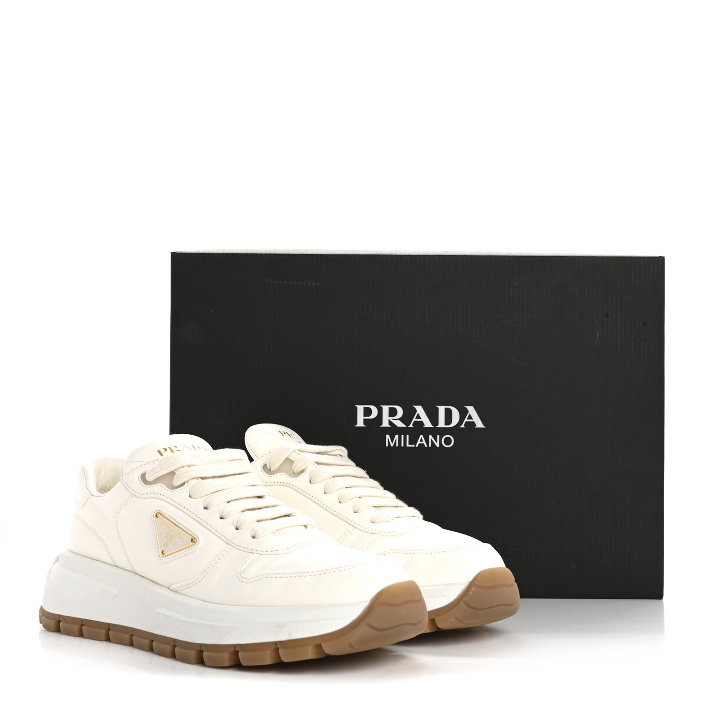 Nappa Metal Triangle Logo Womens Prax 01 45mm Sneakers 40 Avorio