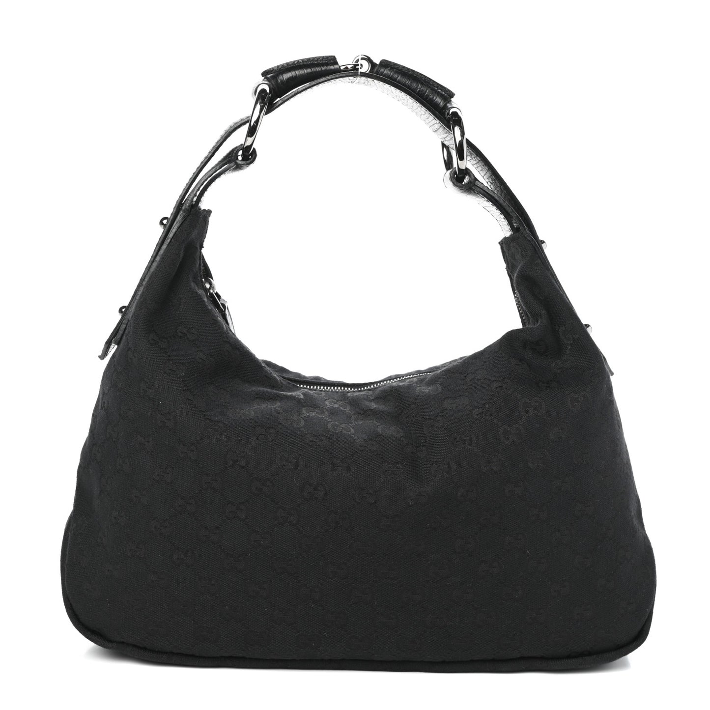 Monogram Medium Horsebit Chain Hobo Black