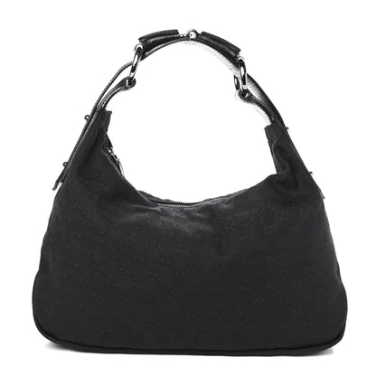 Gucci Monogram Medium Horsebit Chain Hobo Black 1 of 8
