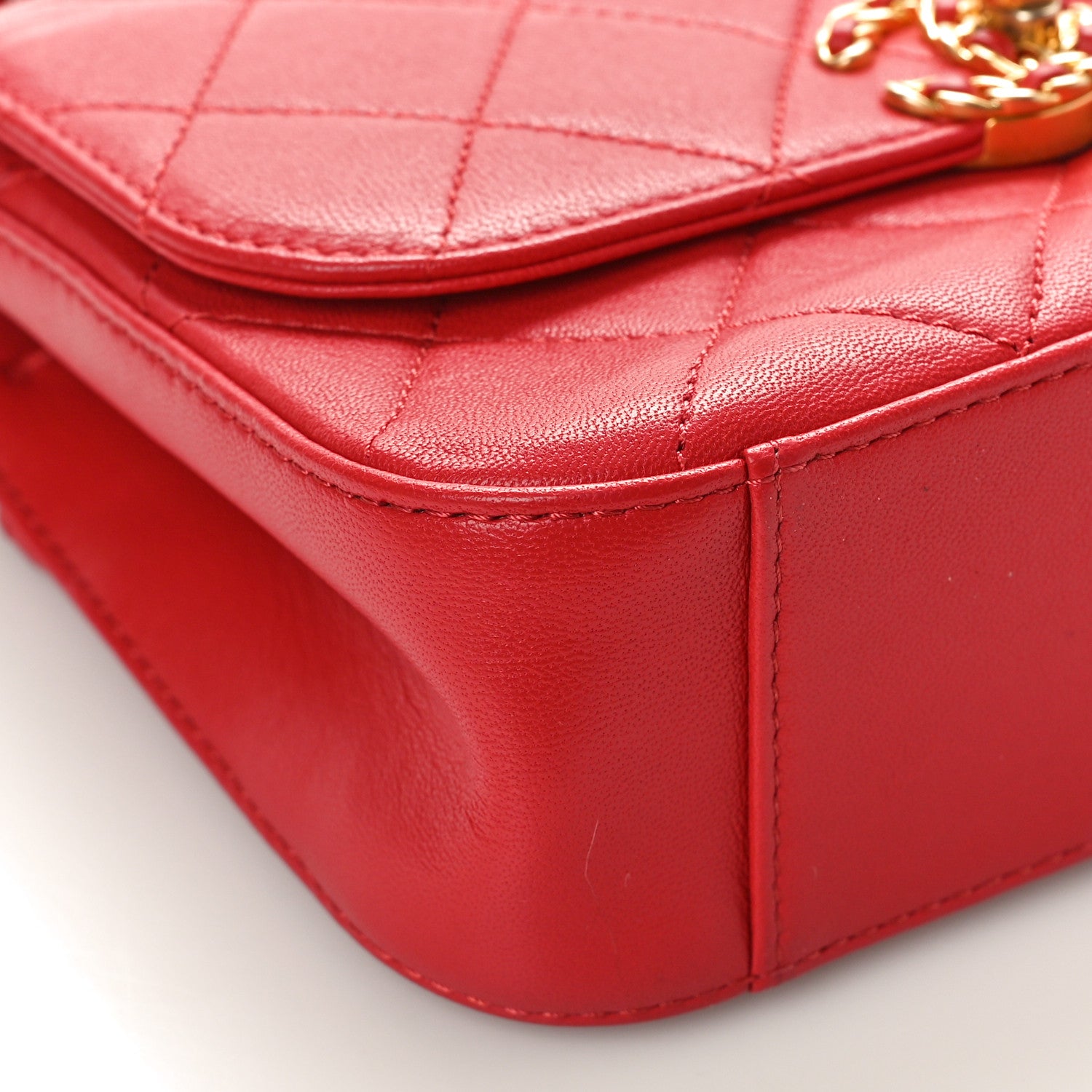 Chanel Lambskin Quilted Small Chain Infinity Top Handle Flap Dark Red 9 of 10