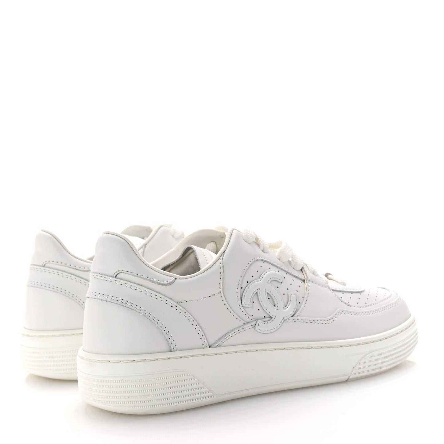 Calfskin CC Womens Sneakers 36 White