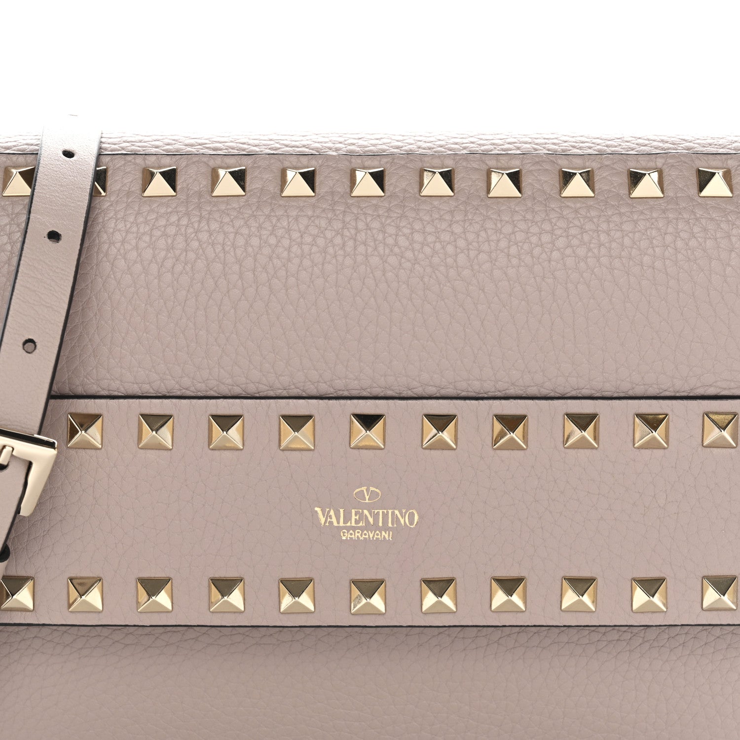 Valentino Garavani Pebbled Calfskin Rockstud Side Slip Crossbody Poudre 7 of 9
