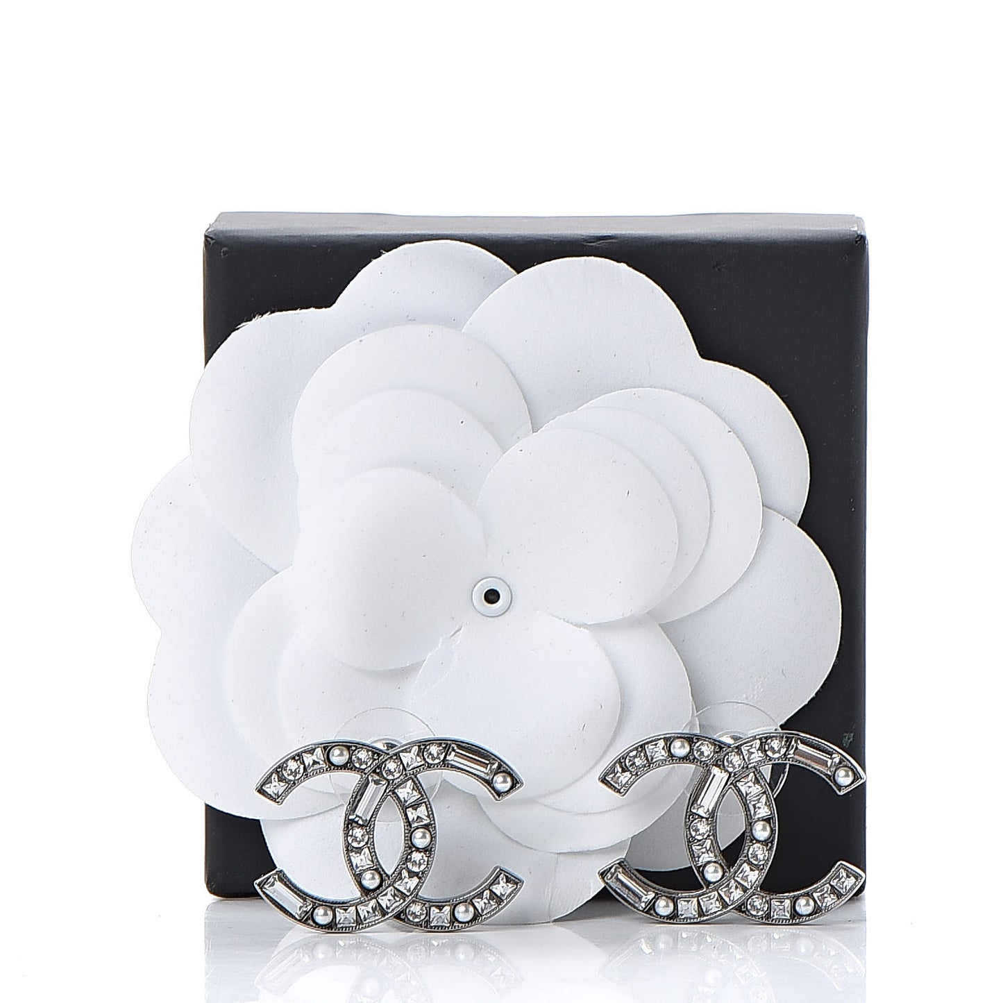 Crystal CC Earrings Silver