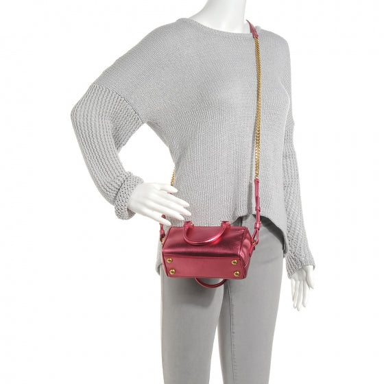 Saint Laurent Metallic Leather Classic Duffle Toy Pink 2 of 8
