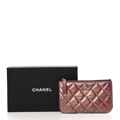 Chanel Iridescent Lambskin Quilted Small Cosmetic Case Purple 13 of 13