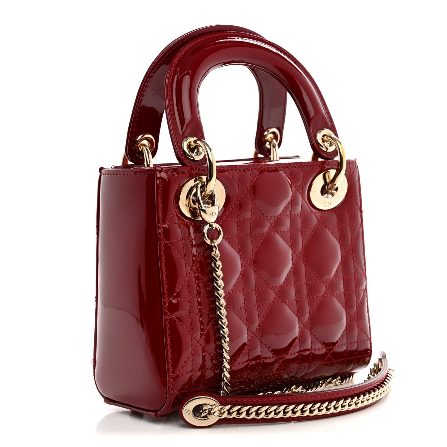 Patent Cannage Mini Lady Dior Red
