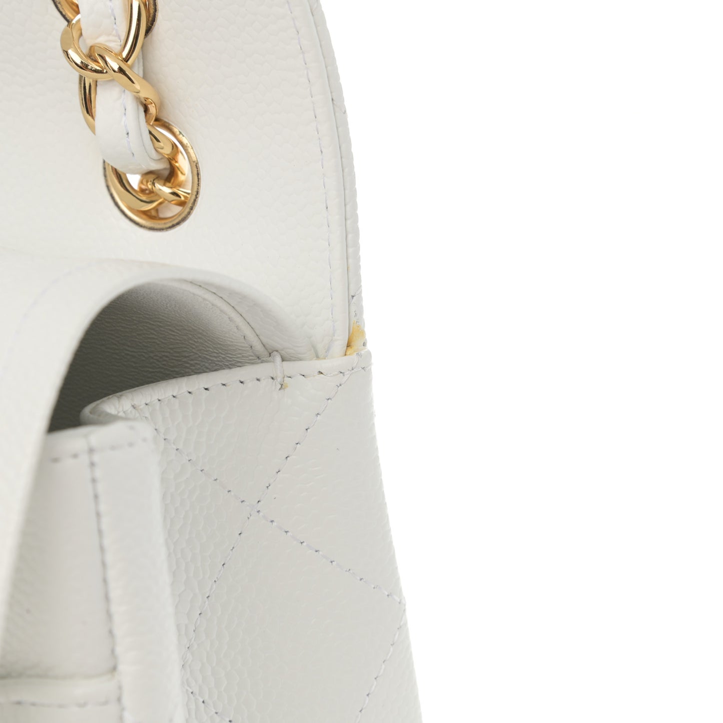 Caviar Quilted Jumbo Double Flap White