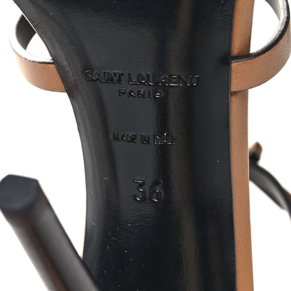 Saint Laurent Calfskin Cassandra 100 Sandals 36 Gold Brown 7 of 9