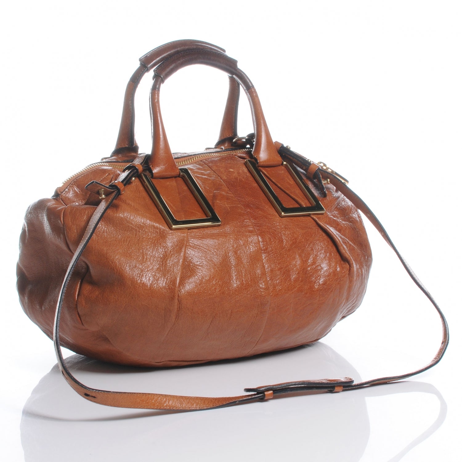 Chloe Leather Ethel Satchel Tan 3 of 8
