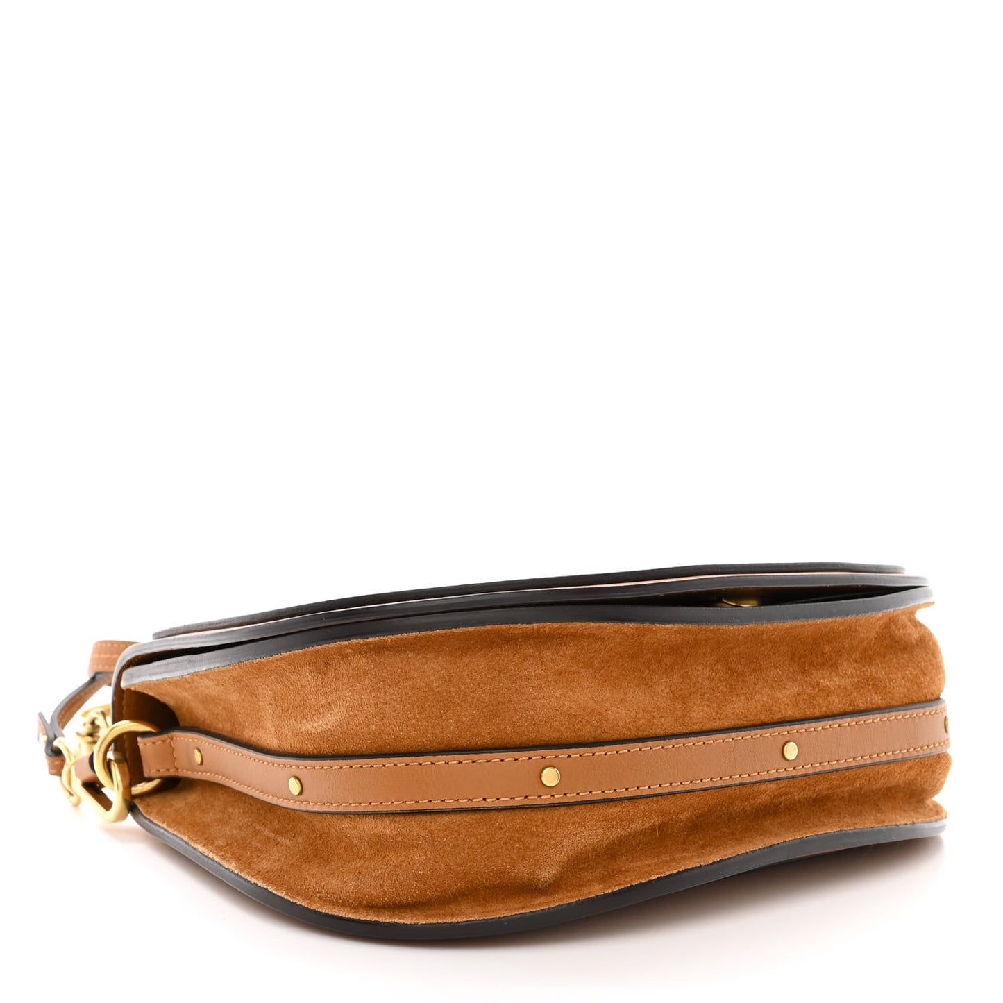 Calfskin Suede Medium Nile Bracelet Bag Caramel