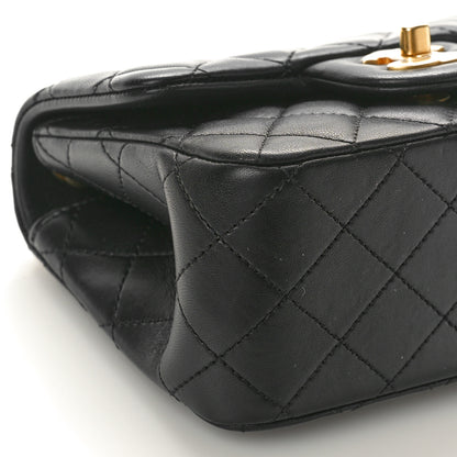 Chanel Lambskin Quilted Mini Sweet Camellia Flap Black 9 of 10