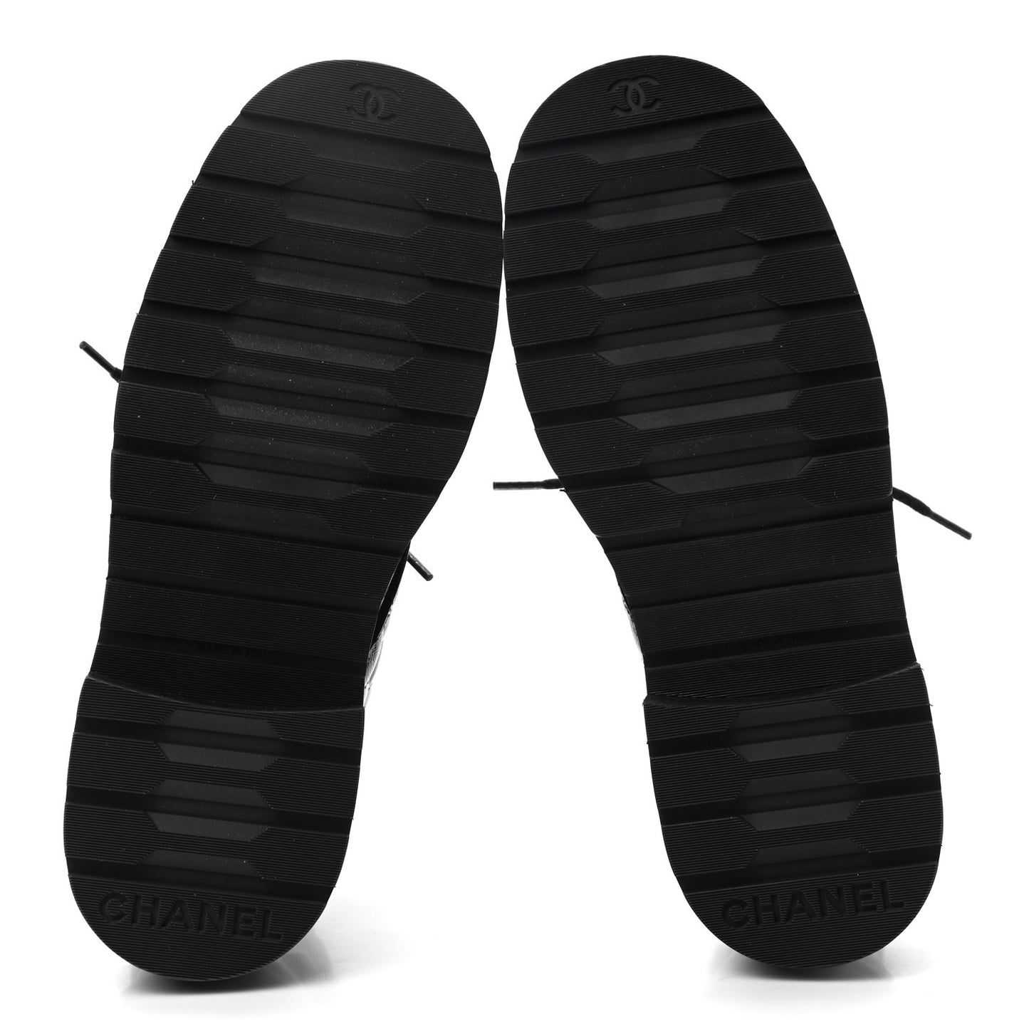 Shiny Calfskin Quilted Lace Up Combat Boots 36.5 Black