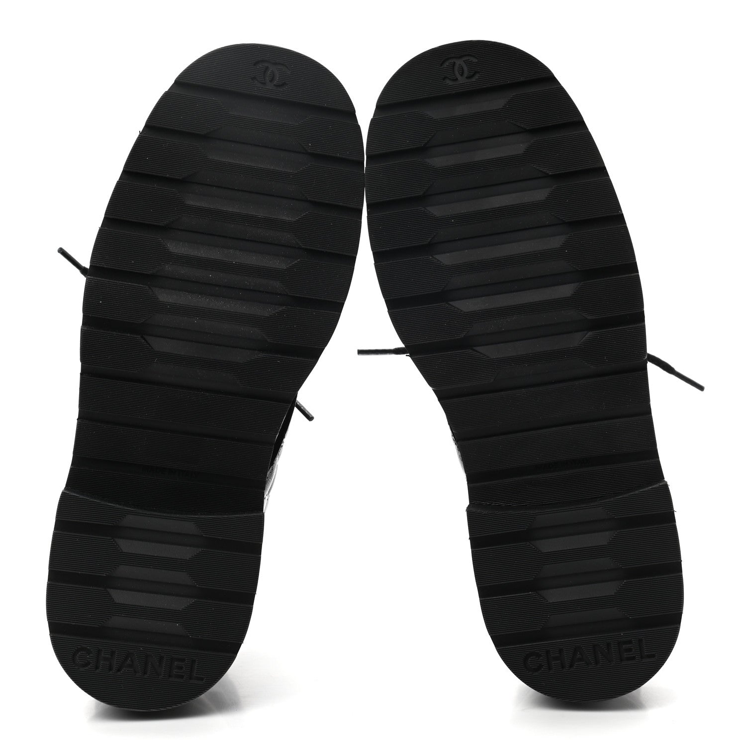 Chanel Shiny Calfskin Quilted Lace Up Combat Boots 36.5 Black 5 of 9