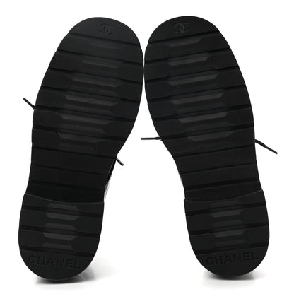 Chanel Shiny Calfskin Quilted Lace Up Combat Boots 36.5 Black 5 of 9