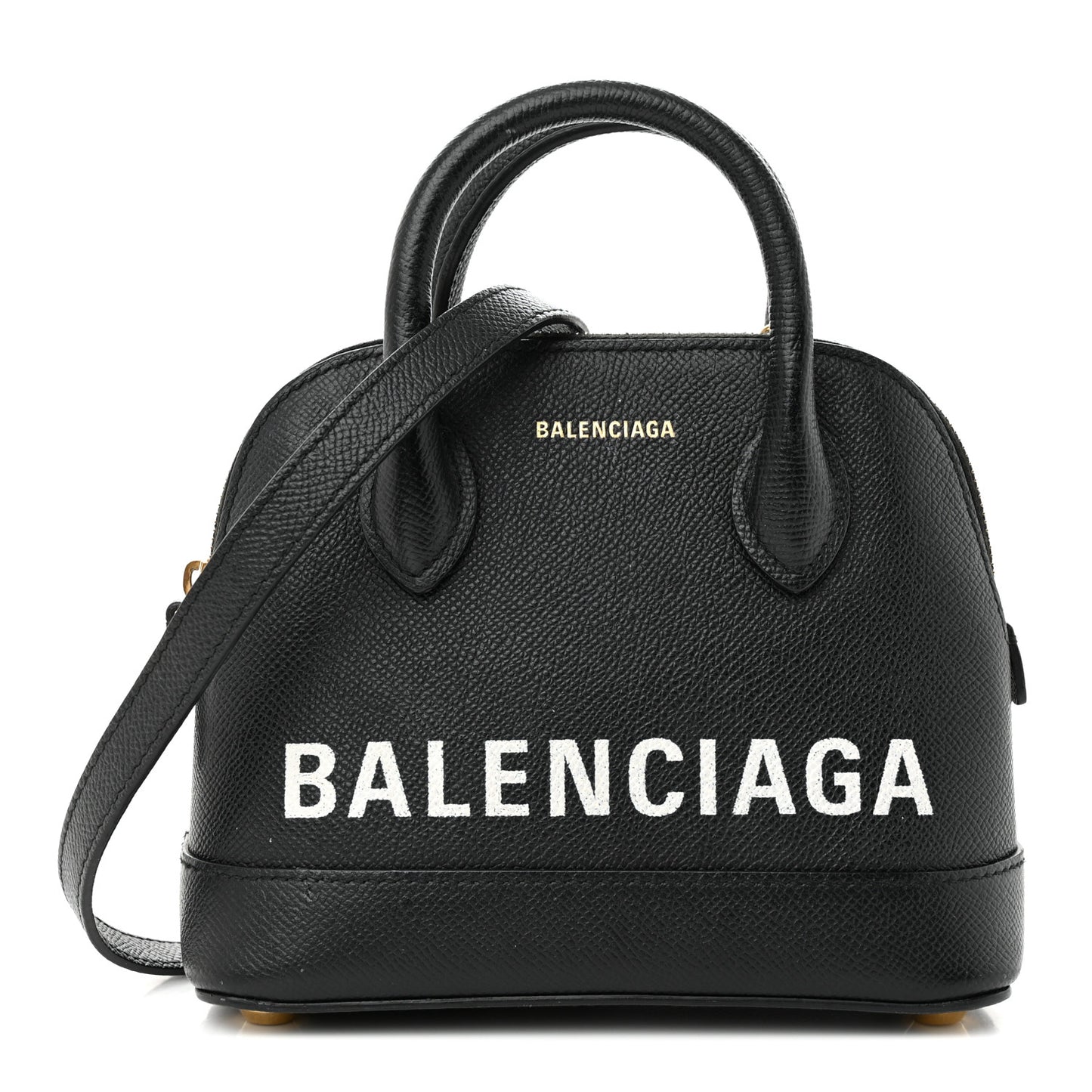 Signature Grained Calfskin XXS Ville Top Handle Bag Black White
