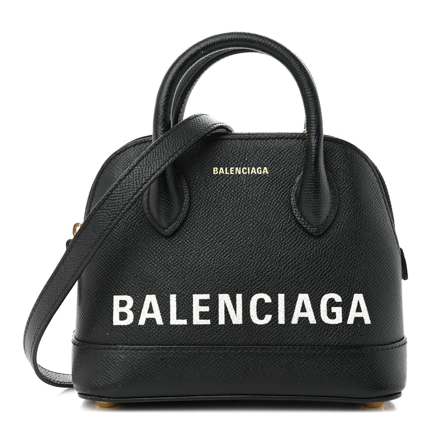 Balenciaga Signature Grained Calfskin XXS Ville Top Handle Bag Black White 1 of 15