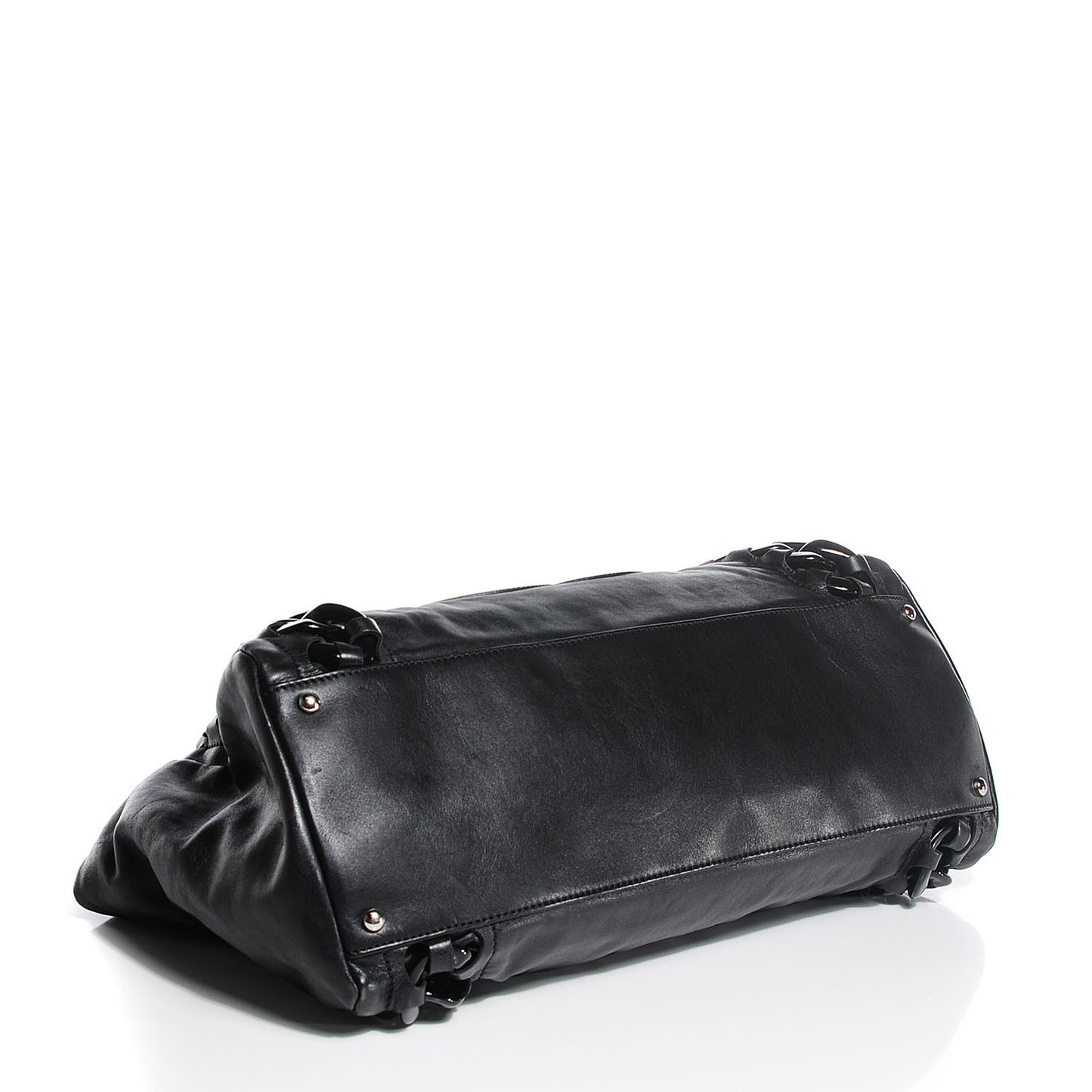 Calfskin Modern Chain Rhodoid East West Tote Black
