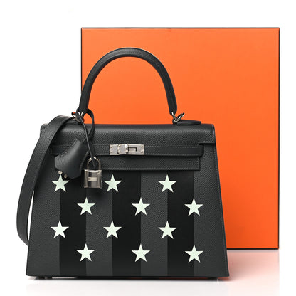 Hermes Epsom Tadelakt Chevre Mysore Casaque Etoilee Kelly Sellier 25 Ardoise Black Vert Peppermint 11 of 11