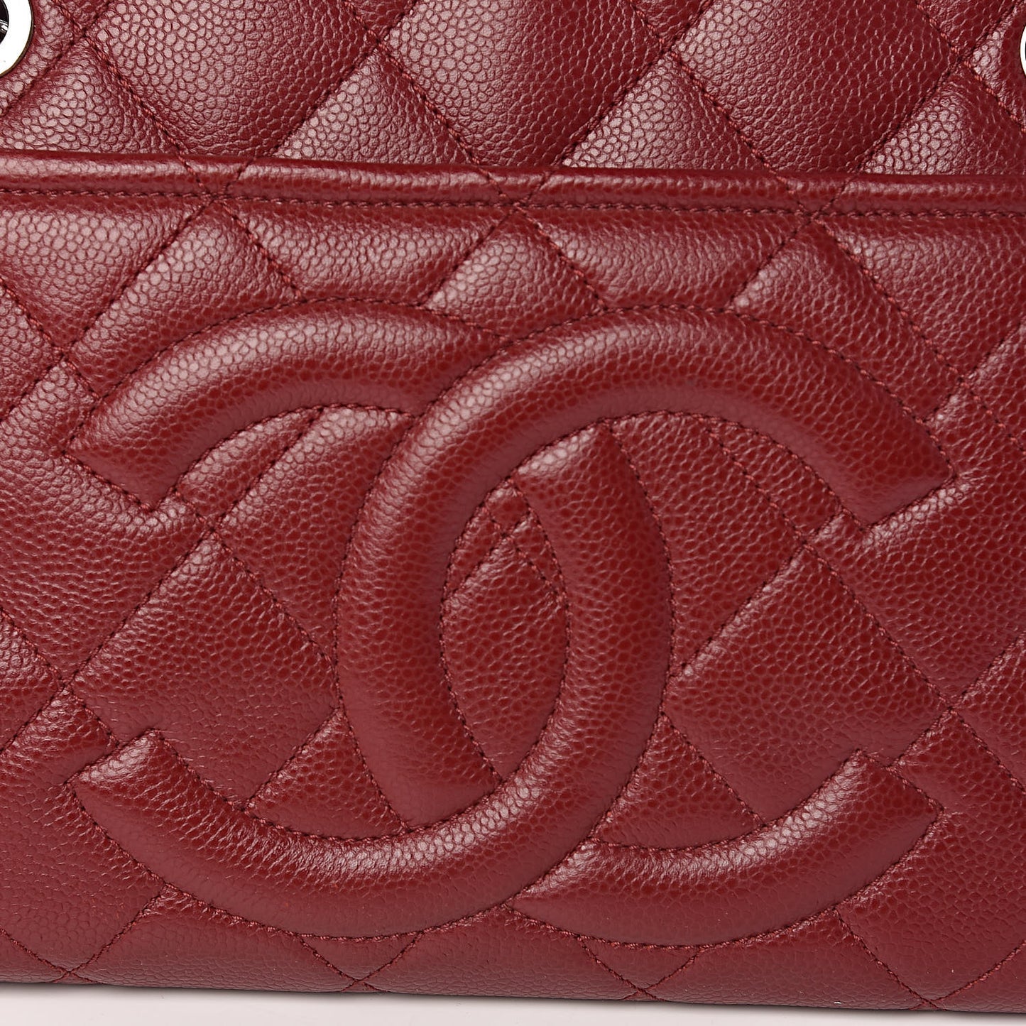 Caviar Quilted Timeless CC Soft Tote Dark Red