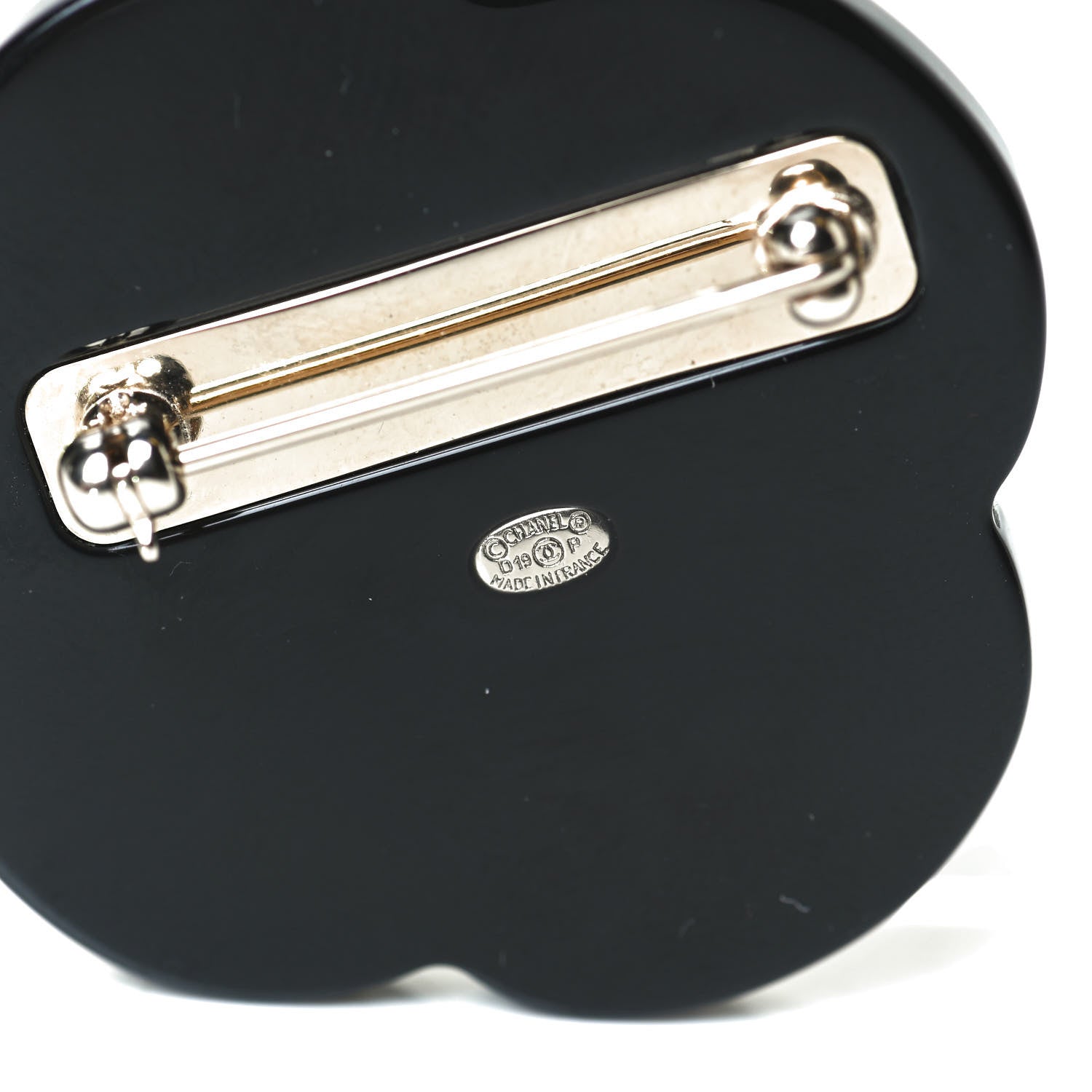 Chanel Resin Pearl Camellia Brooch White Black 3 of 4