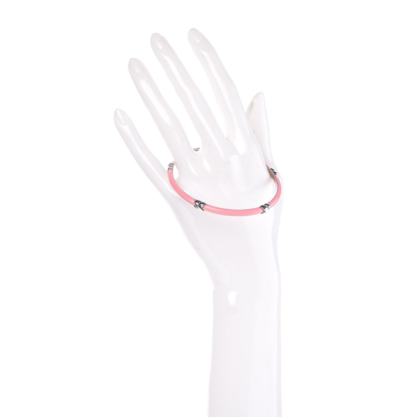 Enamel Sterling Silver Signature X Bangle Bracelet Pink