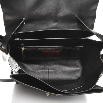 Valentino Garavani Calf Hair Snakeskin Patent Calfskin Large Mime Single Handle Bag Black 6 of 10