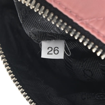 Prada Tessuto Nylon Saffiano Impunturato Quilted Barrel Pochette Pink Black 7 of 12