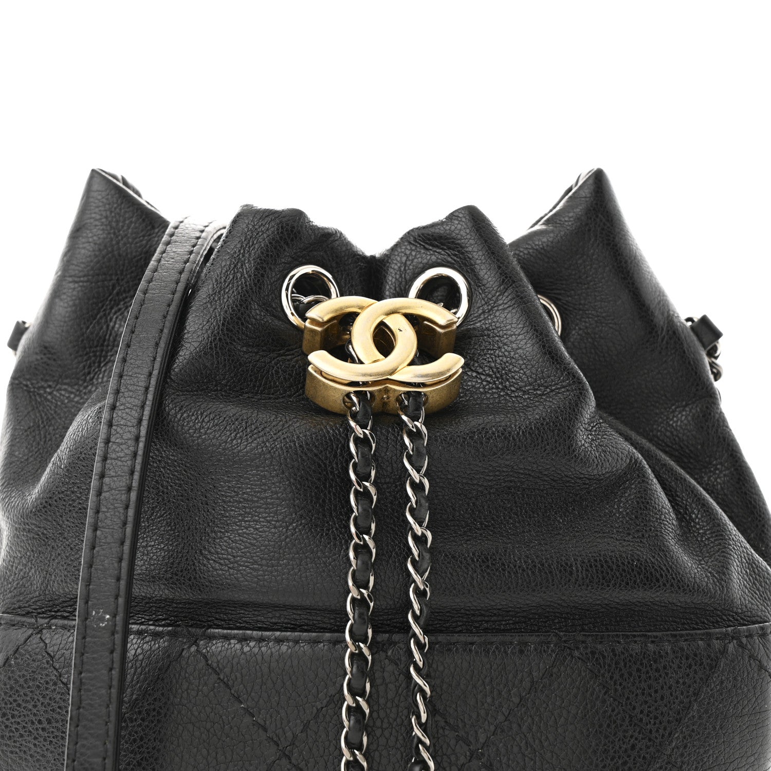 Chanel Calfskin Quilted Small Gabrielle Bucket Black 7 of 9
