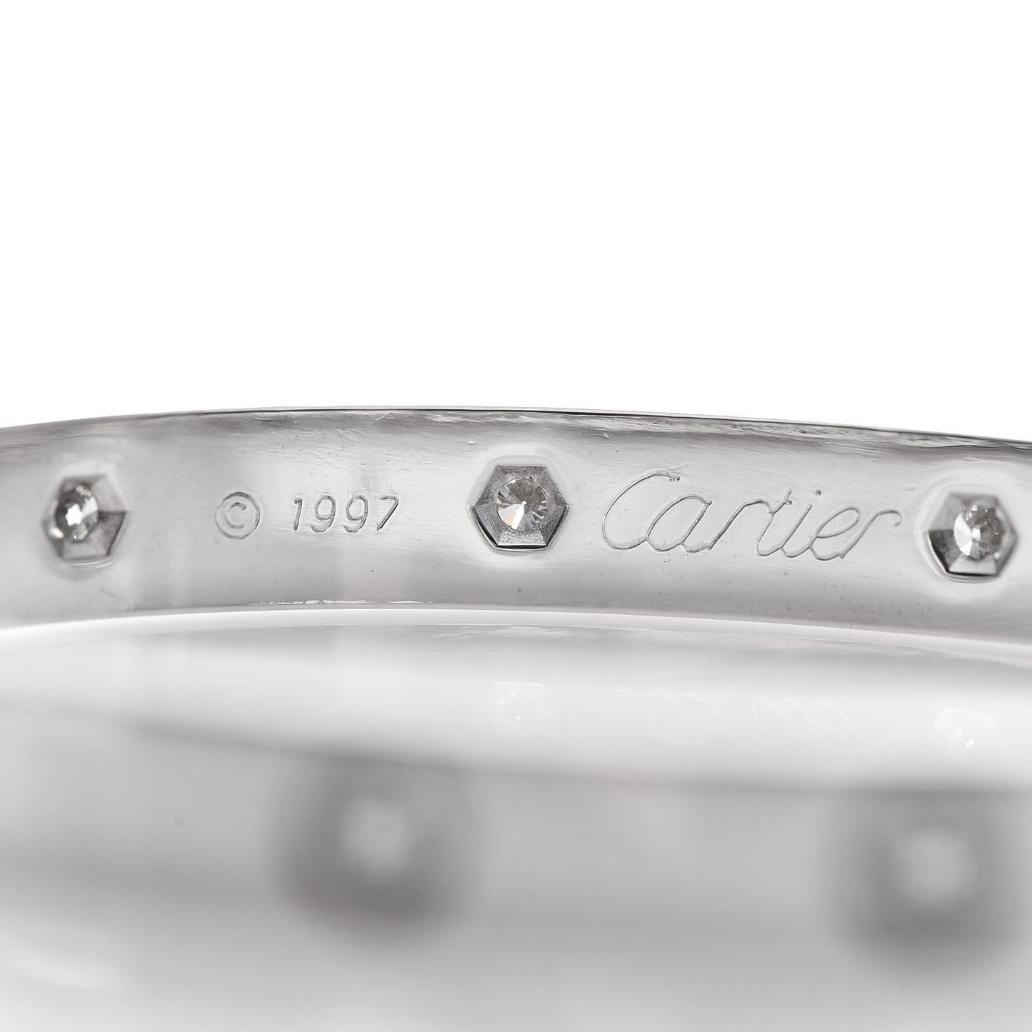 18K White Gold 10 Diamond LOVE Bracelet 17