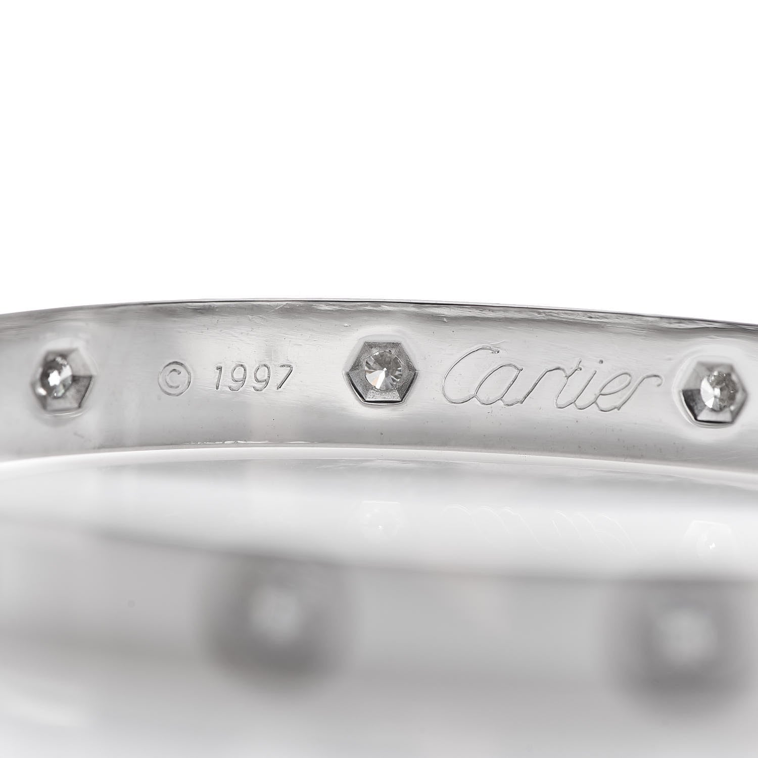 Cartier 18K White Gold 10 Diamond LOVE Bracelet 17 4 of 8