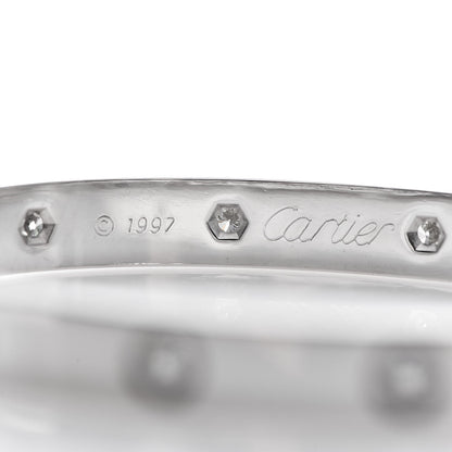 Cartier 18K White Gold 10 Diamond LOVE Bracelet 17 4 of 8