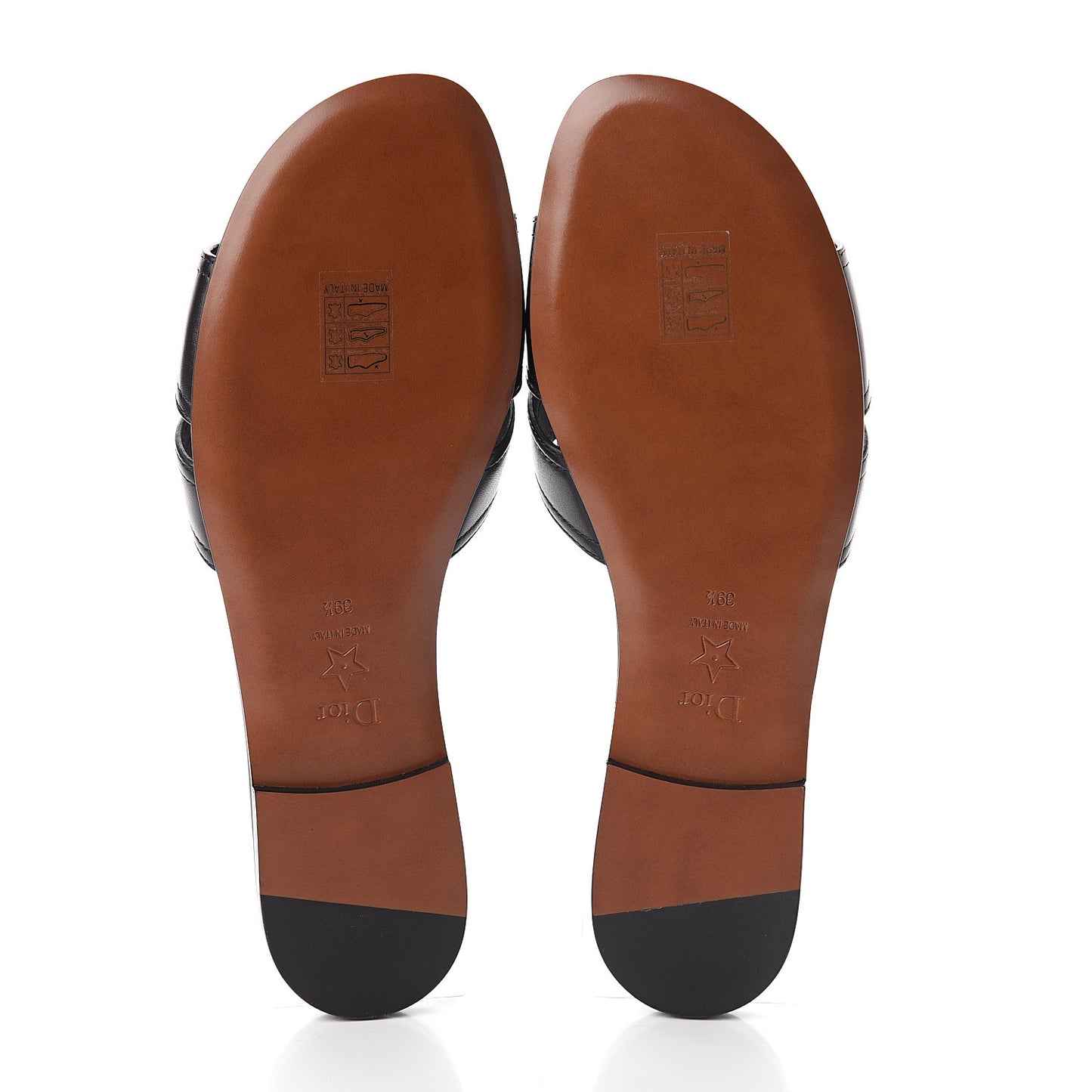 Calfskin 30 Montaigne Flat Slide Sandals 39.5 Black