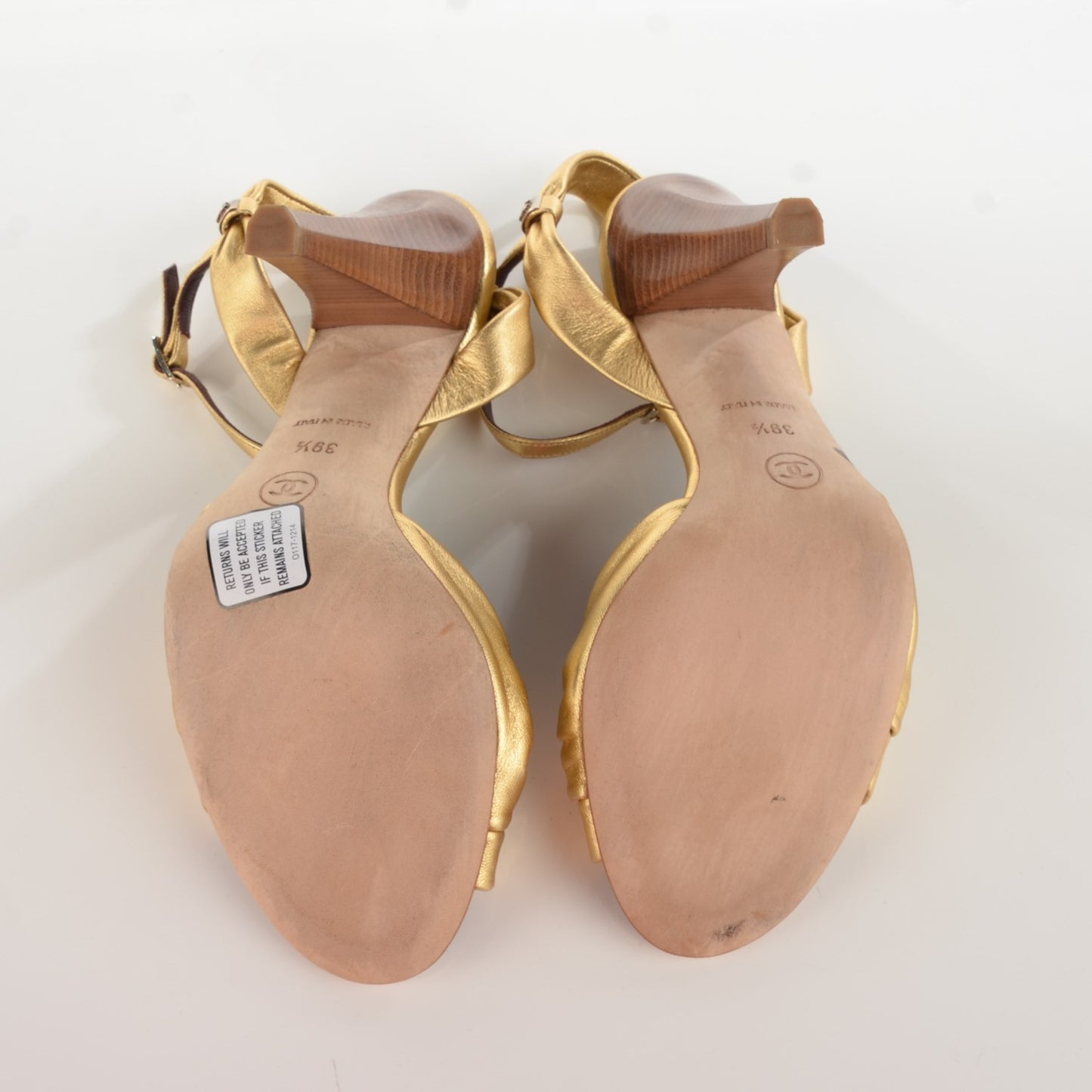 Metallic Lambskin CC Sandals 39.5 Gold