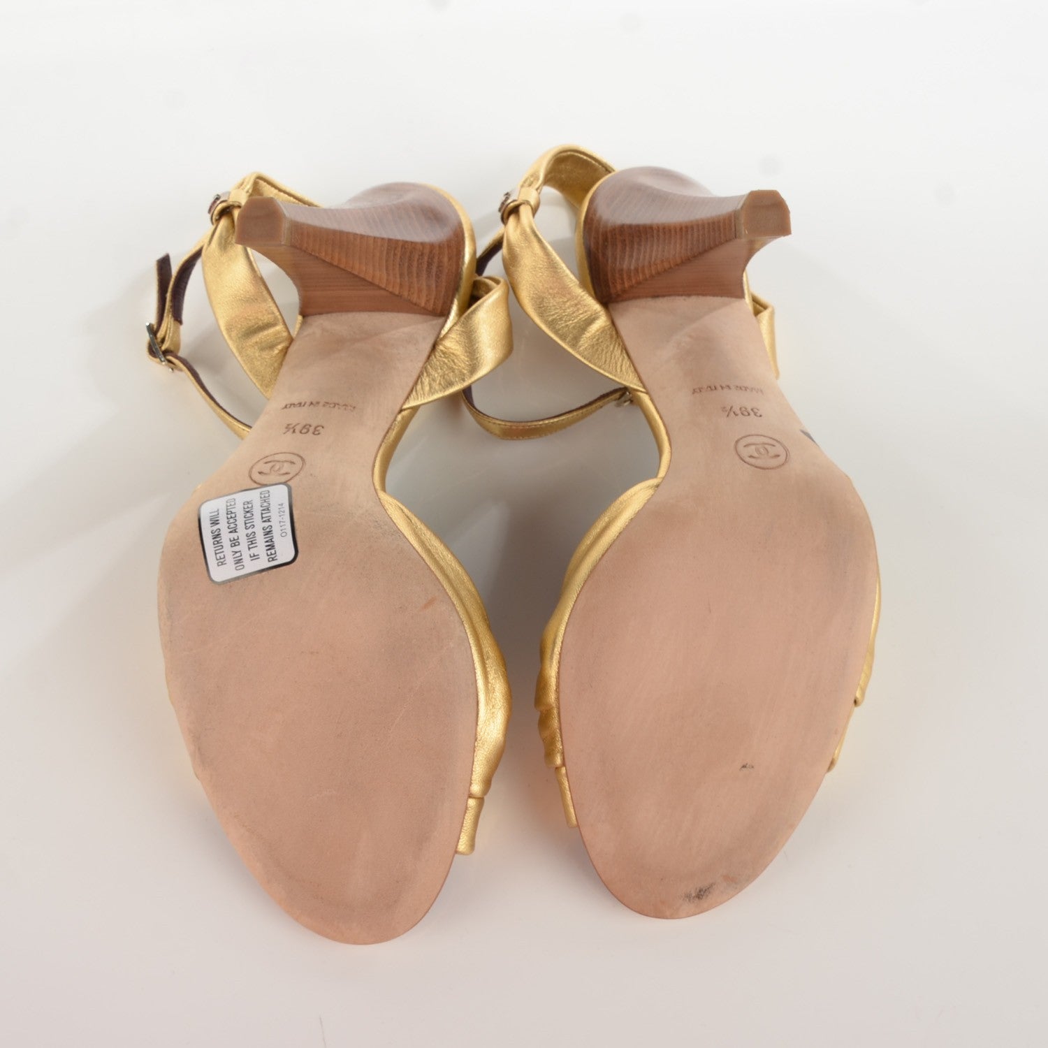 Chanel Metallic Lambskin CC Sandals 39.5 Gold 6 of 7