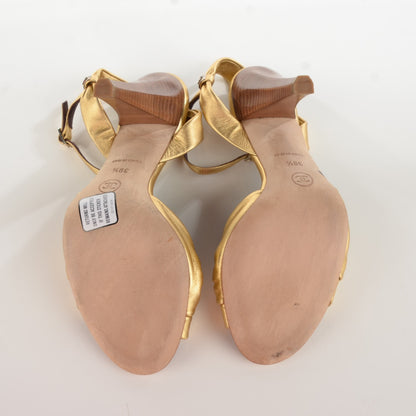 Chanel Metallic Lambskin CC Sandals 39.5 Gold 6 of 7