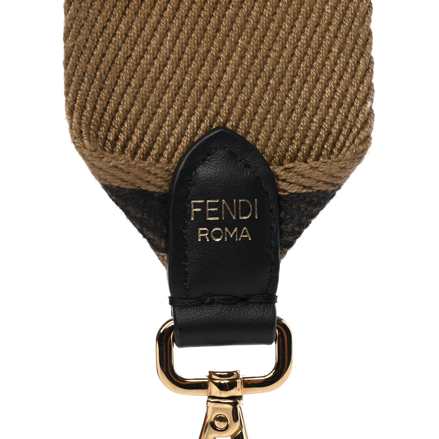 Canvas Calfskin FF 1974 Studded Strap You Fango Marrone Ebano