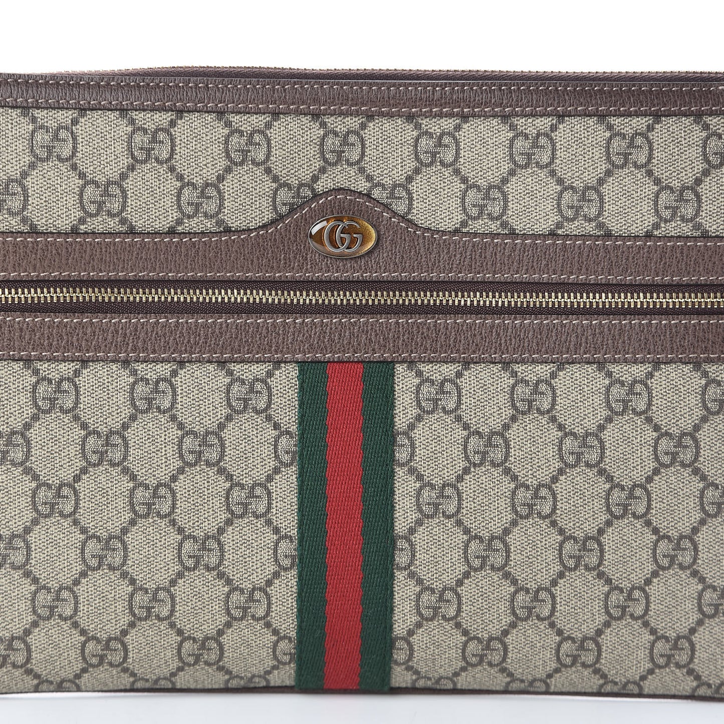 GG Supreme Monogram Large Ophidia Pouch Clutch Brown