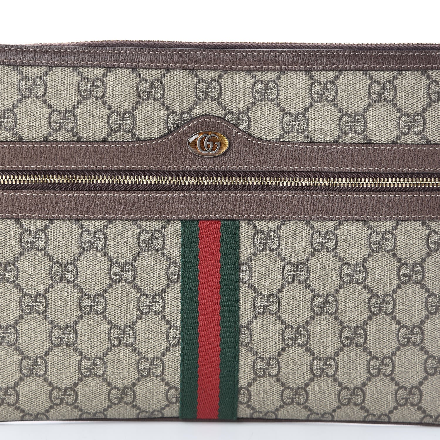Gucci GG Supreme Monogram Large Ophidia Pouch Clutch Brown 3 of 8