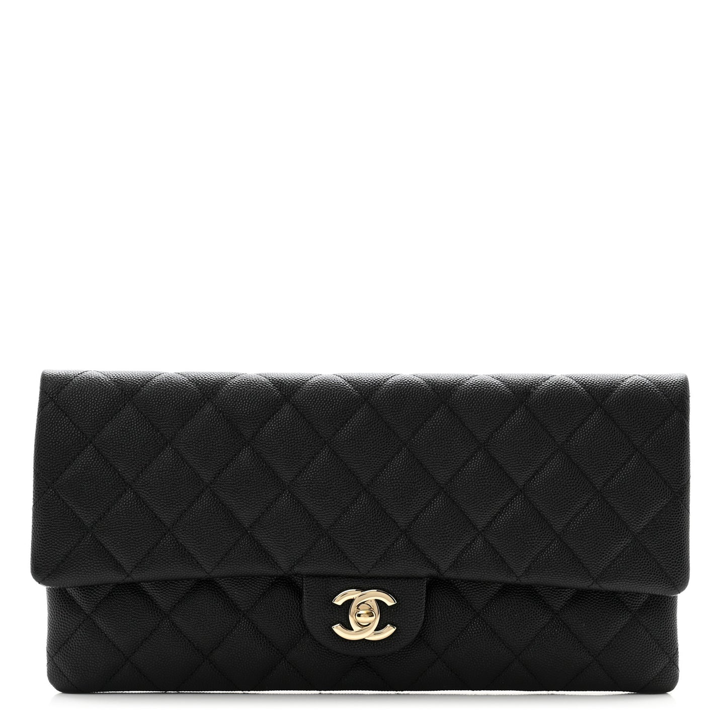 Caviar Quilted Flap Clutch Black