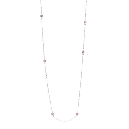 Tiffany Sterling Silver Pink Sapphire Elsa Peretti Color By The Yard 12 Station Necklace 1 of 4