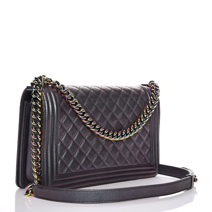 Chanel Iridescent Goatskin Quilted New Medium Boy Flap Purple 3 of 8