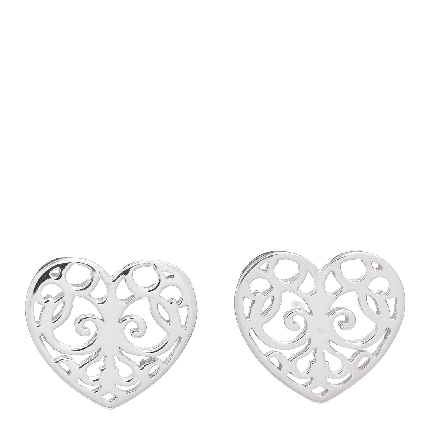 Tiffany Sterling Silver Enchant Heart Earrings 1 of 4