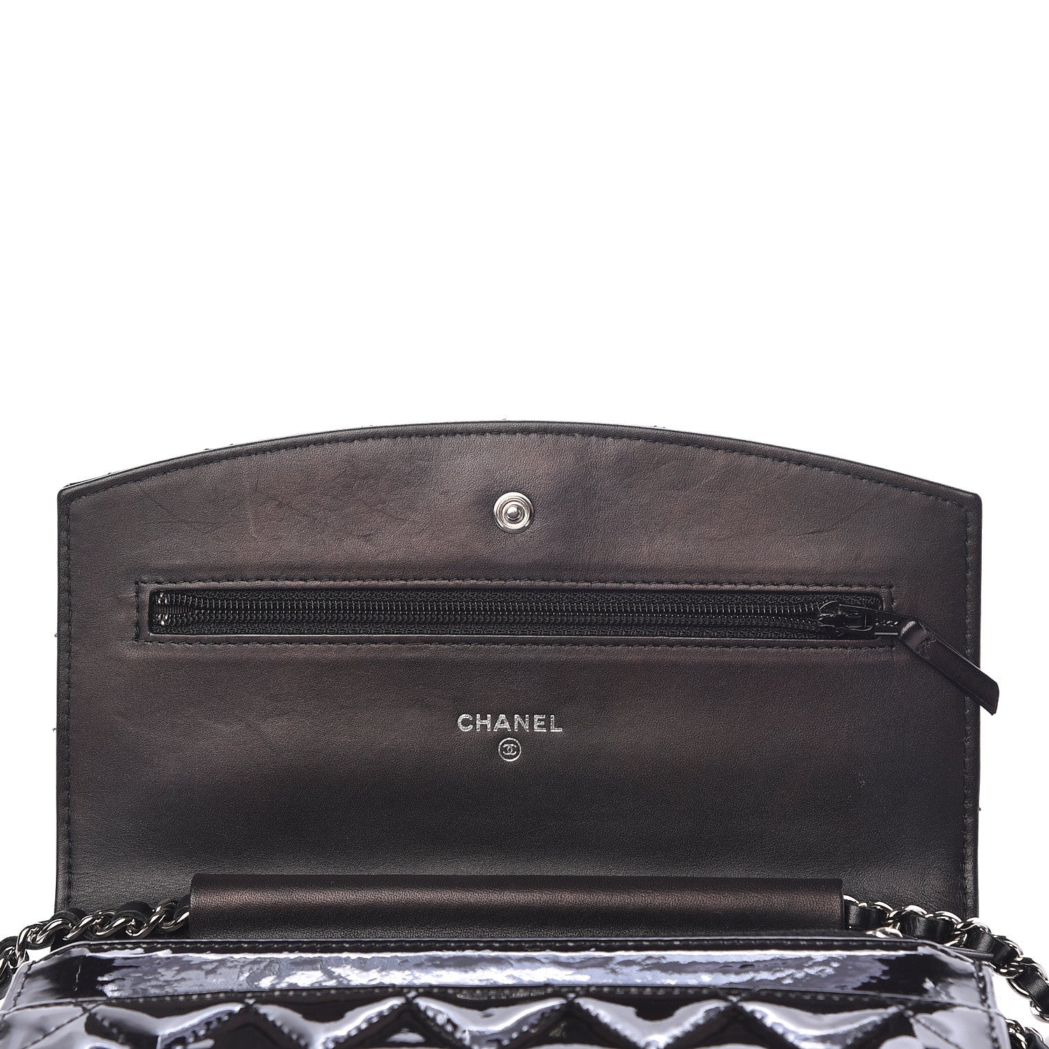 Chanel Patent Quilted Brilliant Wallet On Chain WOC Black 14 of 15